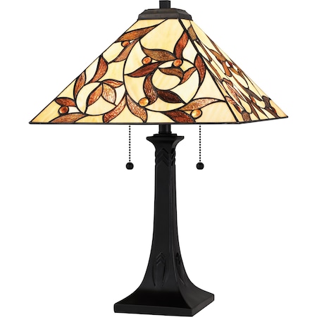 Quoizel Tiffany Table Lamp Tiffany 2 Lights Matte Black. TF6154MBK